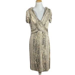 Jean Paul Berlin Snake Print Draped V-Neck Stretch Jersey Dress Size 10